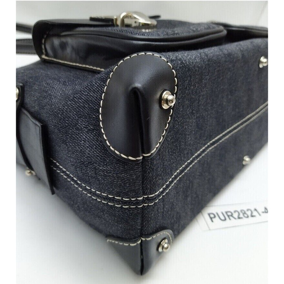 Dooney & Bourke Black Canvas DB Printed Pockets Zipper Satchel Bag w/ Wallet - Picture 8 of 14